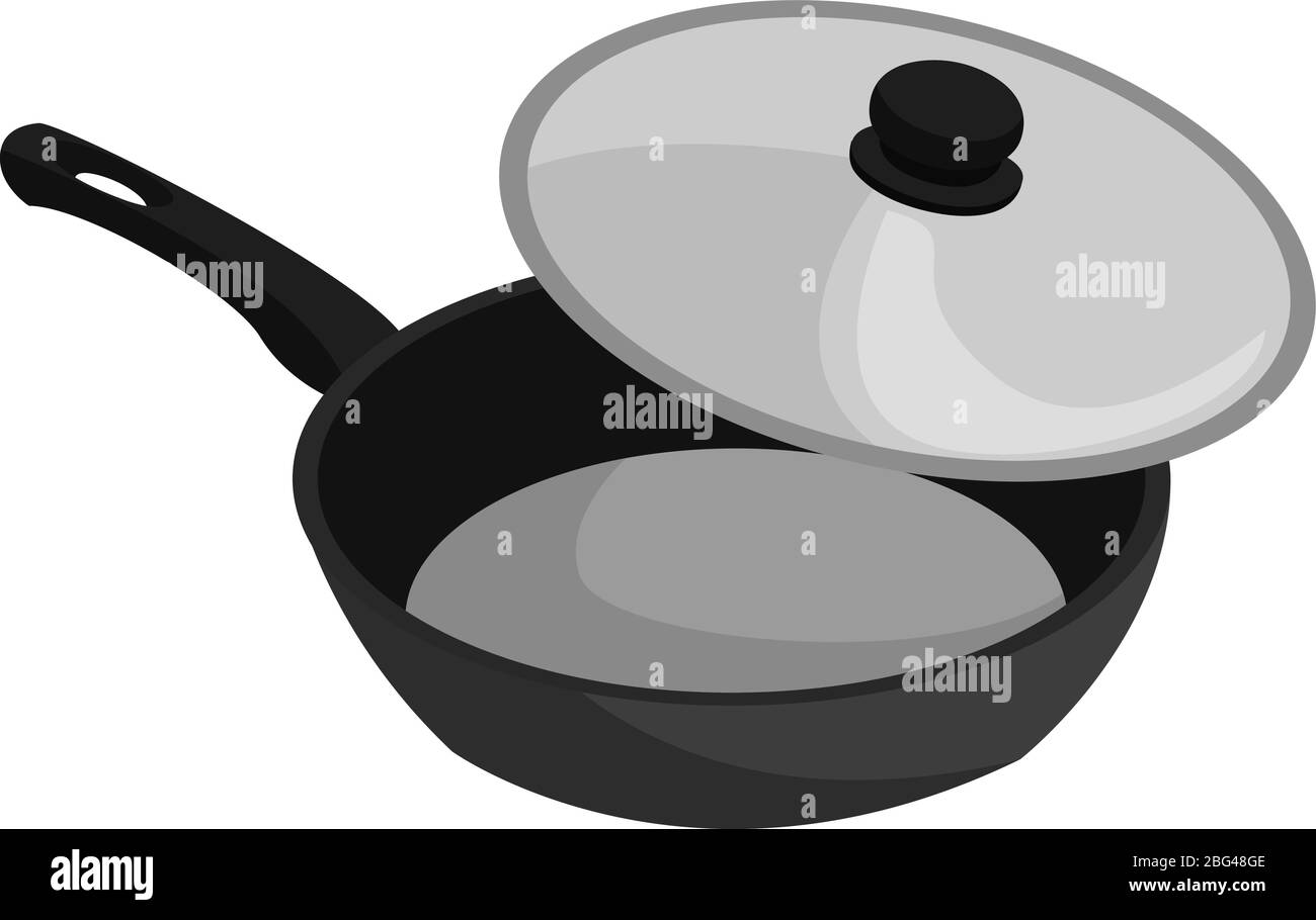 Opened pan, illustration, vector on white background Stock Vector
