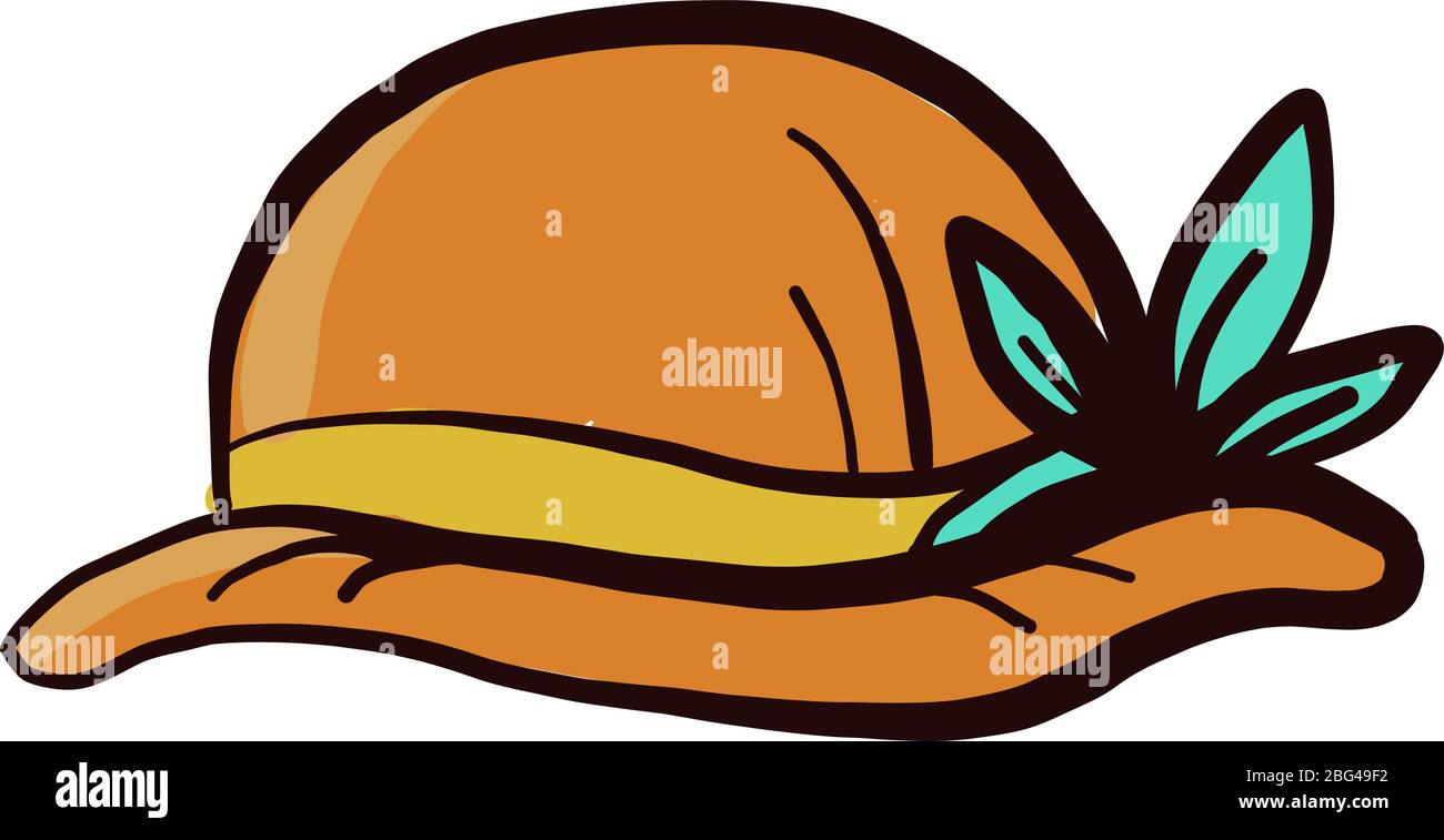 Orange woman hat, illustration, vector on white background Stock Vector