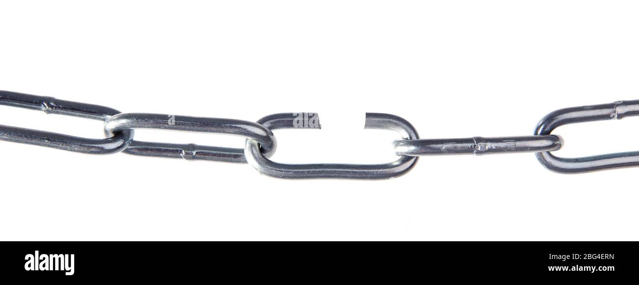 Broken chain isolated on white Stock Photo Alamy