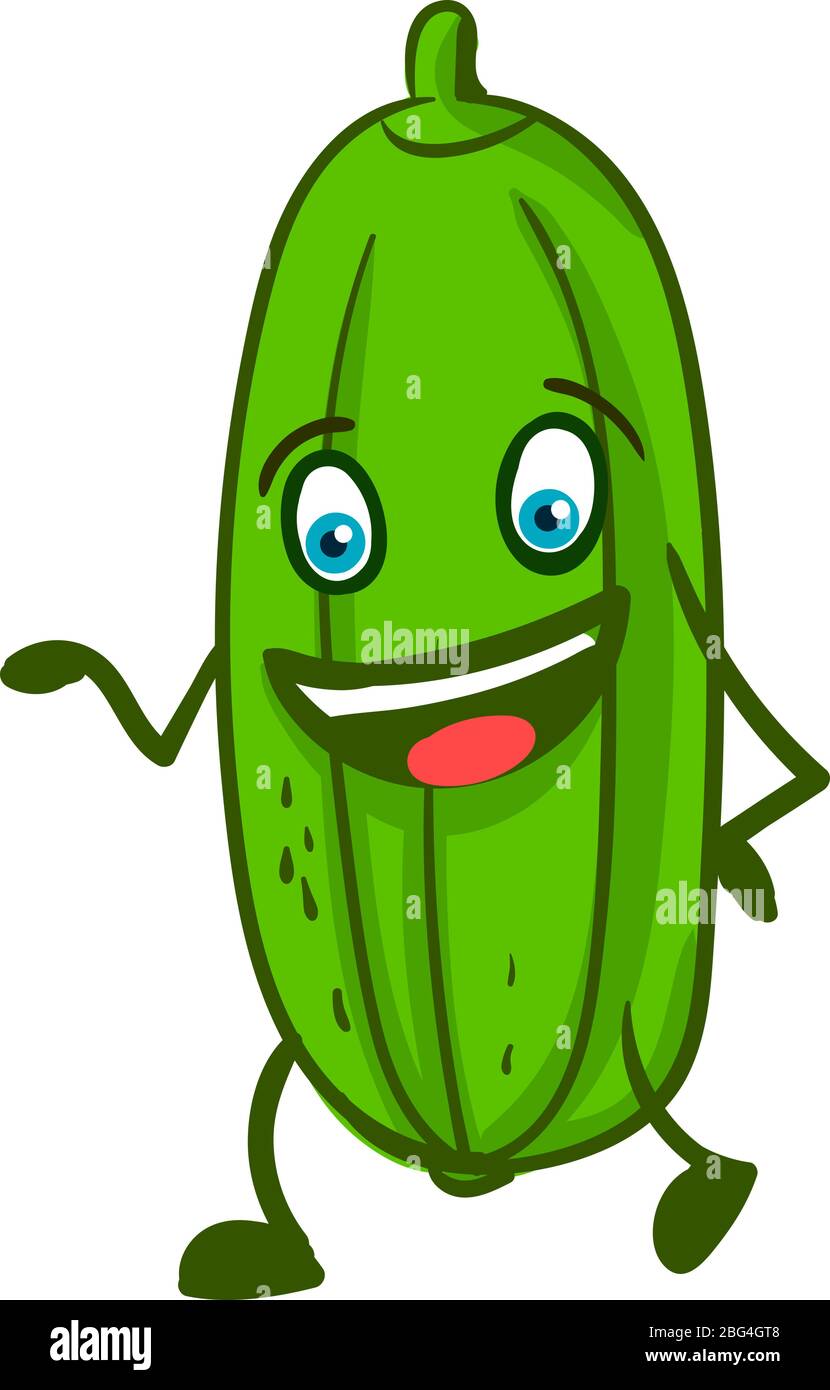 Happy cucumber, illustration, vector on white background Stock Vector Image & Art Alamy