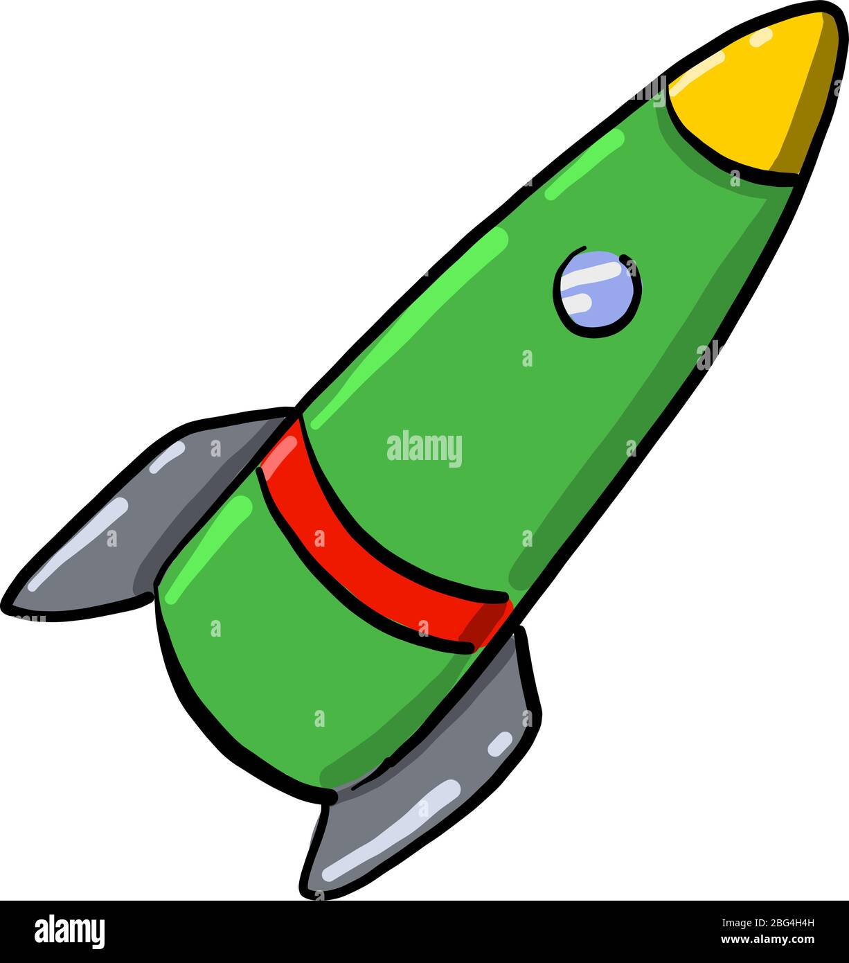 Green space rocket, illustration, vector on white background Stock Vector