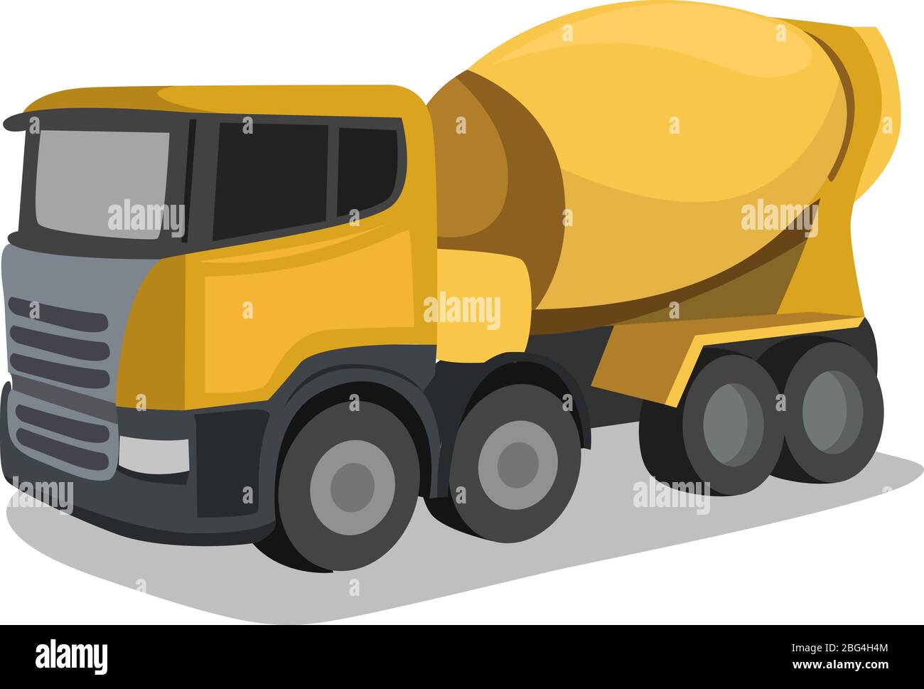 Concrete mixer truck, illustration, vector on white background Stock