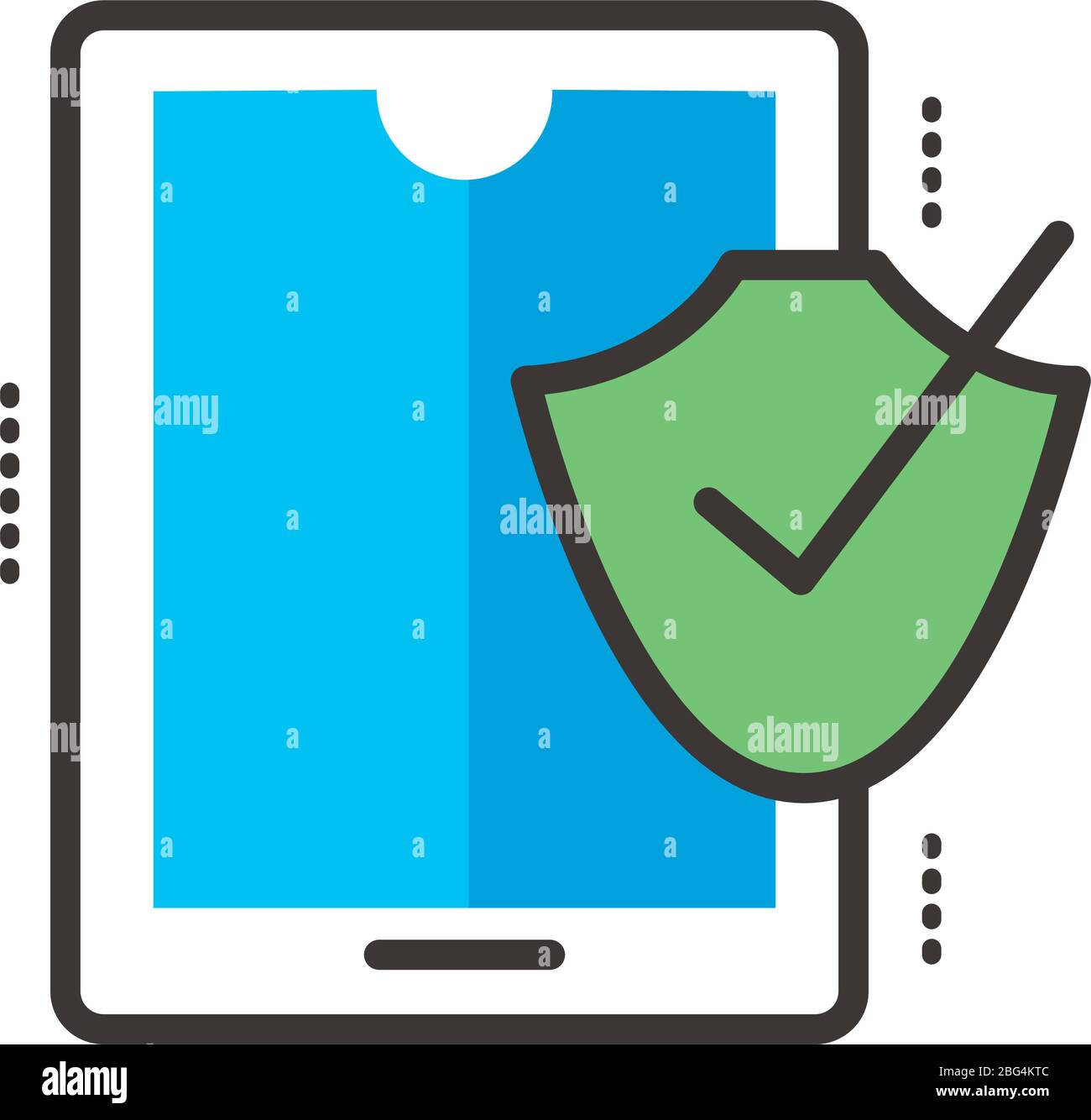 smartphone with shield line and fill style icon Stock Vector Image ...