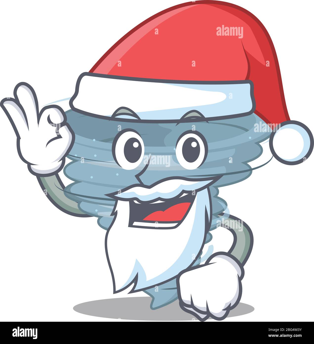 Tornado Santa cartoon character with cute ok finger Stock Vector