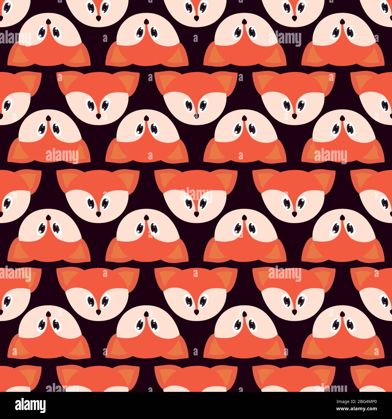 Foxes pattern, illustration, vector on white background Stock Vector
