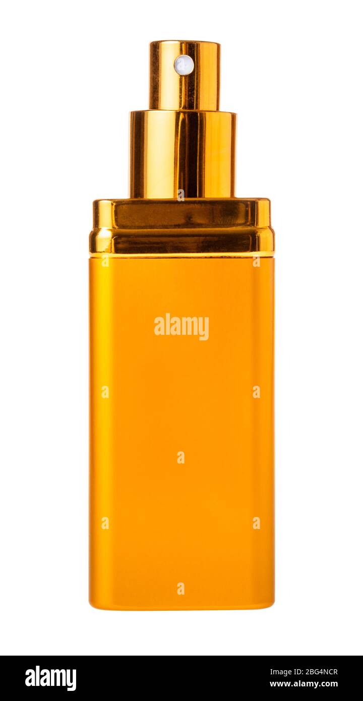 perfume spray metallic flacon isolated on white background Stock Photo
