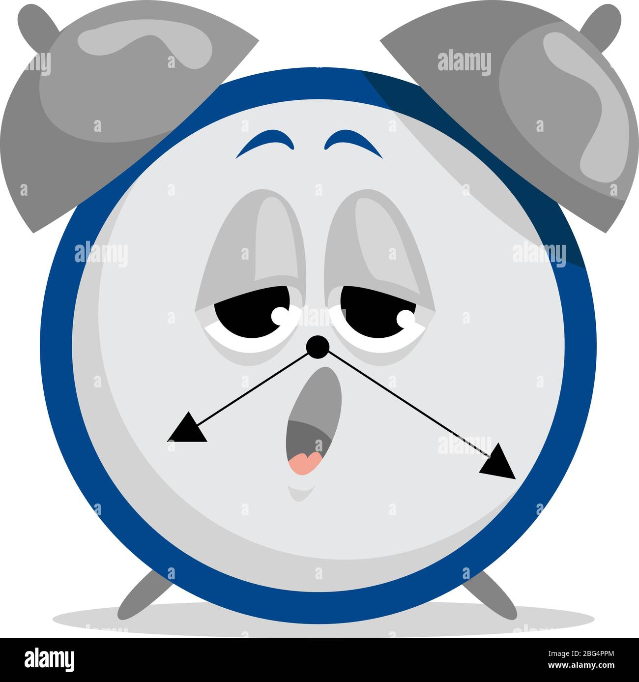Sleepy alarm clock, illustration, vector on white background Stock Vector