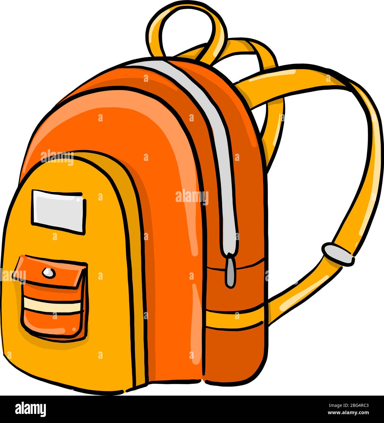 Orange school bag, illustration, vector on white background Stock ...