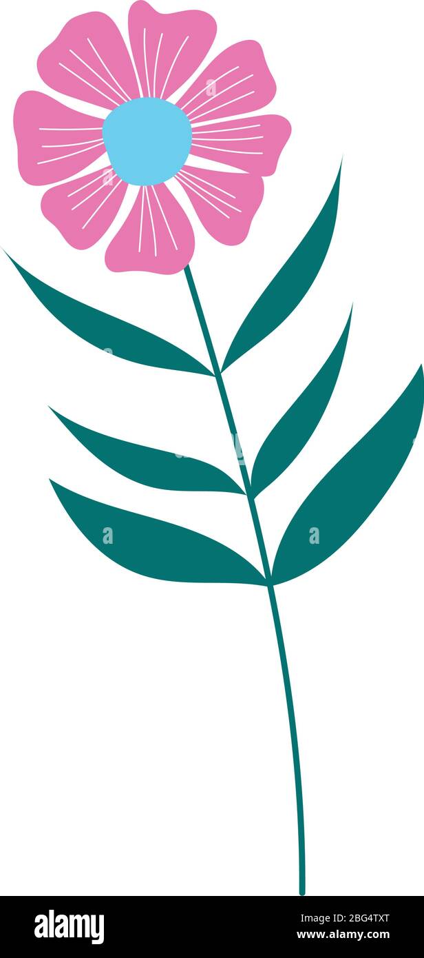 flower leaf stem botanical nature decoration isolated icon vector ...