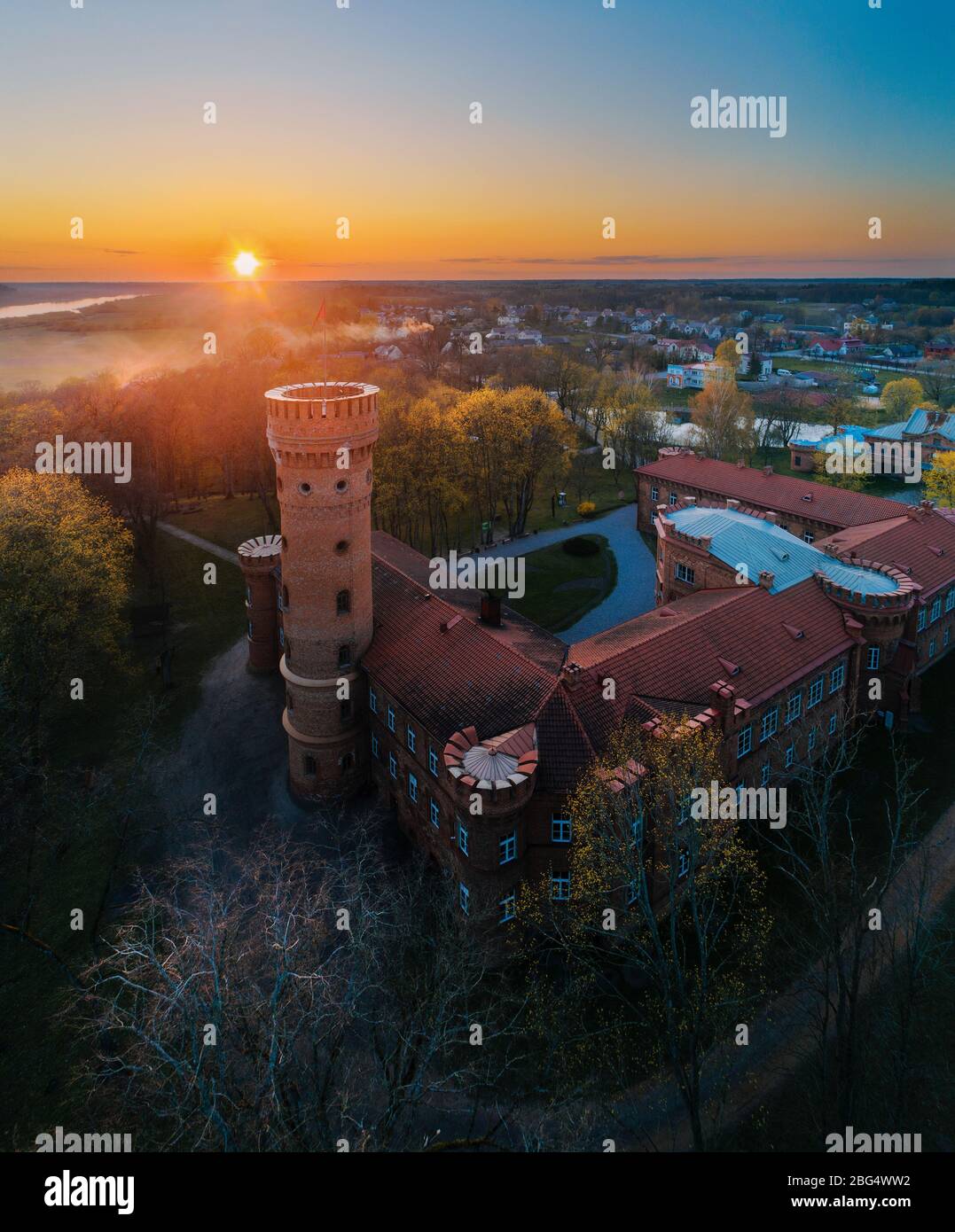 Raudone castle in Jurbarkas district Lithuania Stock Photo