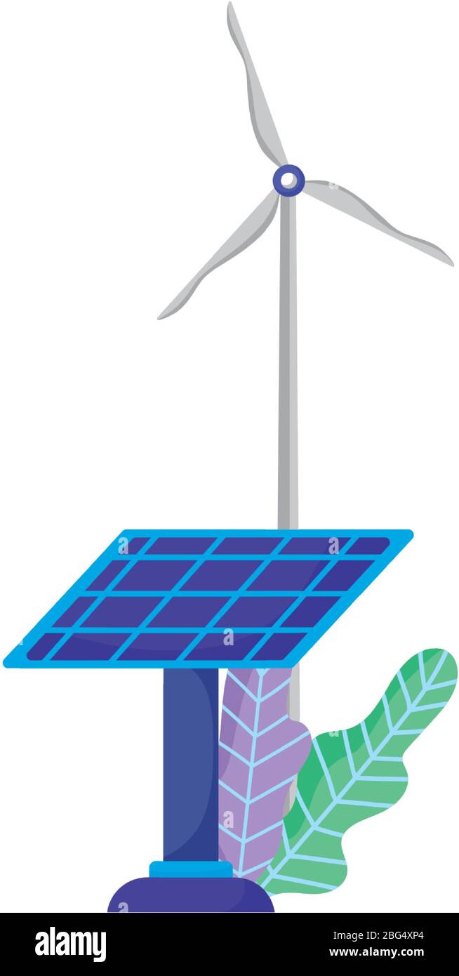 eco friendly solar panel windmill renewable sustainable isolated icon ...