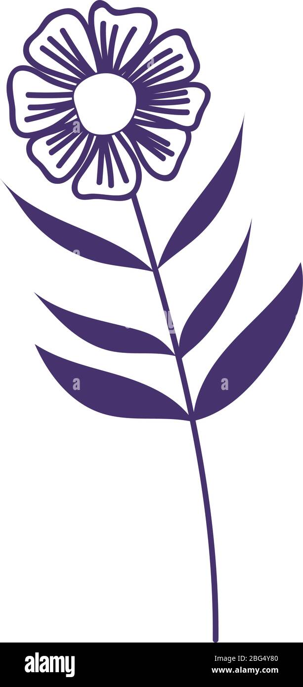 flower leaf stem botanical nature decoration isolated icon vector ...