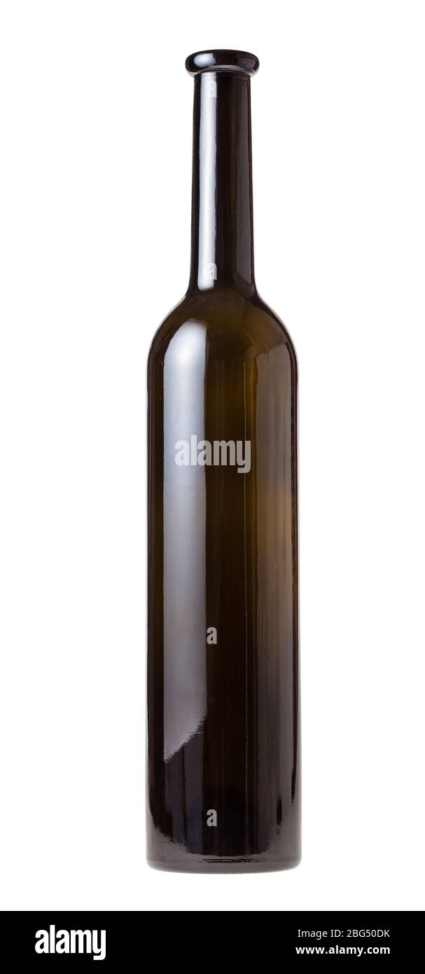 empty dark brown wine bottle isolated on white background Stock Photo