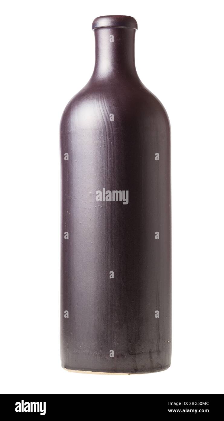 black ceramic bottle isolated on white background Stock Photo - Alamy