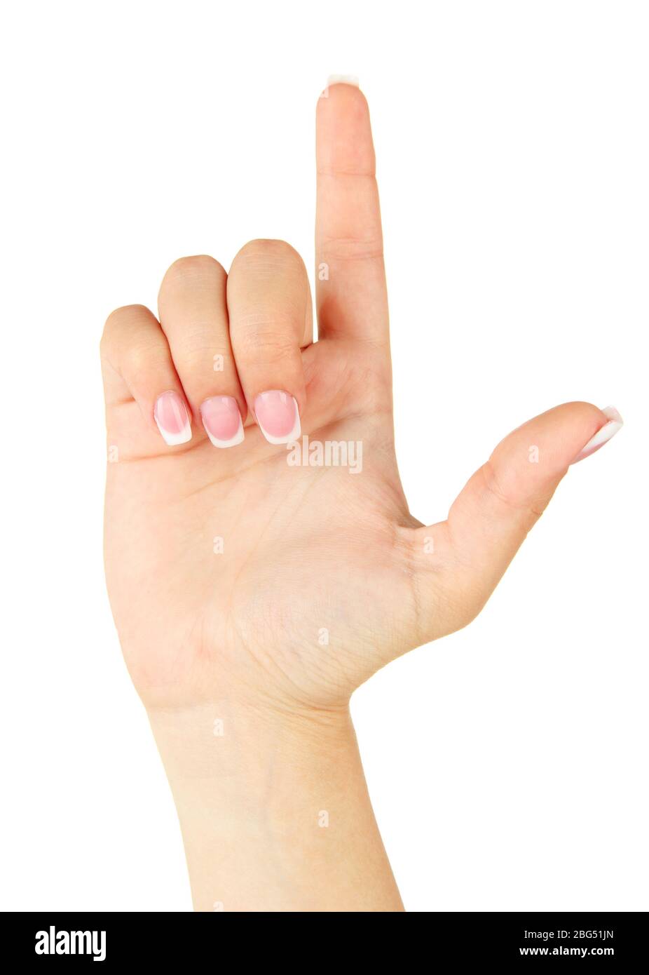 Finger Spelling the Alphabet in American Sign Language (ASL). Letter L ...