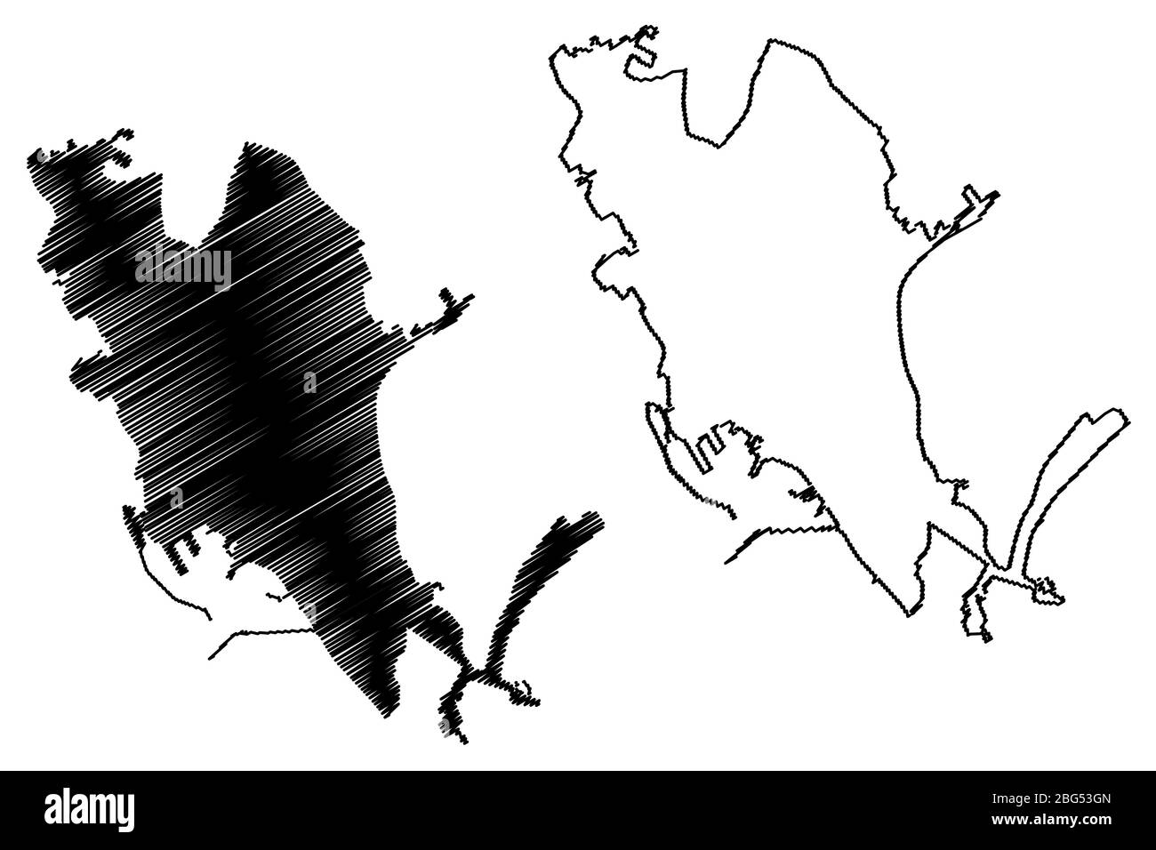 Cagliari City (Italian Republic, Italy, Sardinia) map vector illustration, scribble sketch City of Cagliari amap Stock Vector
