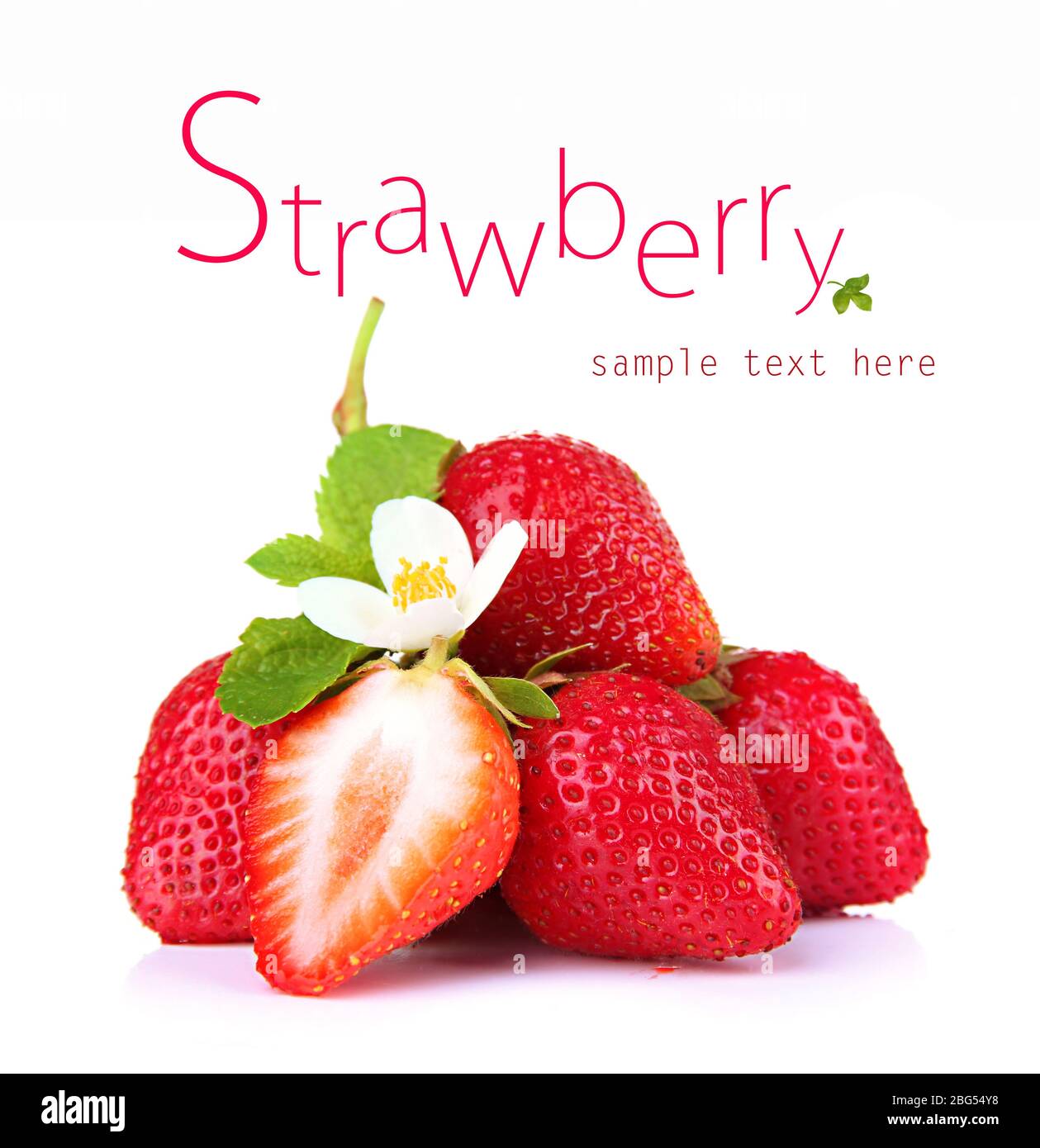 Ripe sweet strawberries and flower, isolated on white Stock Photo - Alamy