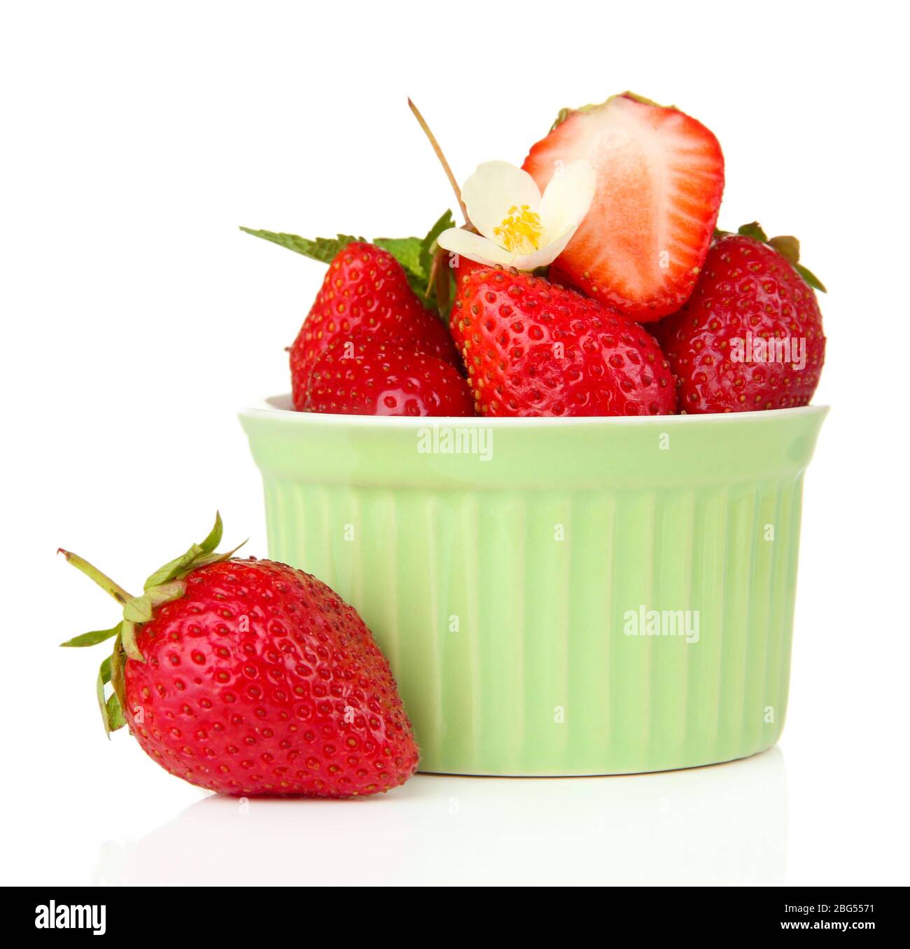 Ripe sweet strawberries in bowl, isolated on white Stock Photo - Alamy