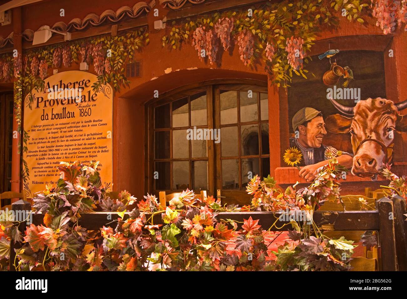Restaurant, Saint Antoine Street, City of Cannes, France Stock Photo