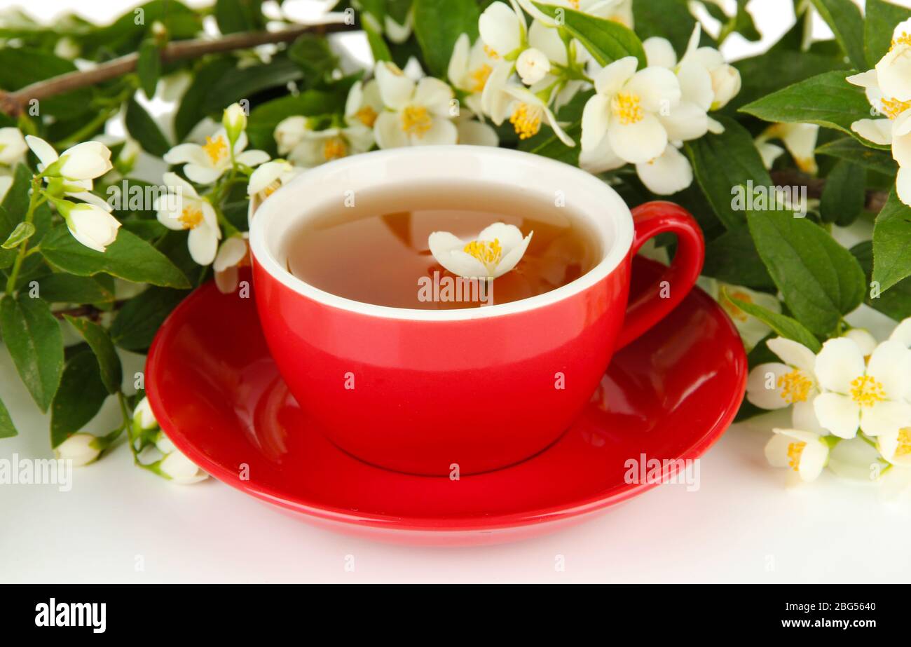 Cup of tea with jasmine, isolated on white Stock Photo Alamy