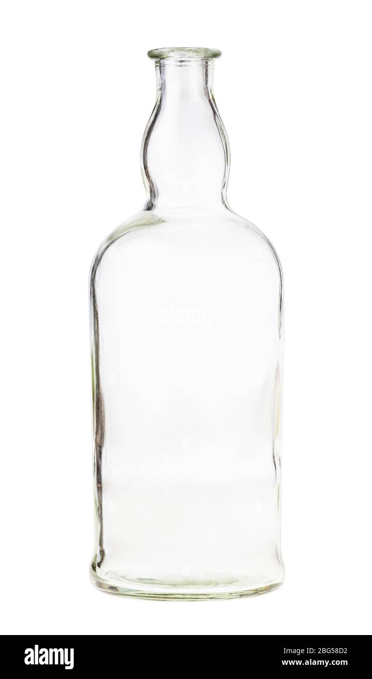empty clear brandy bottle isolated on white background Stock Photo Alamy