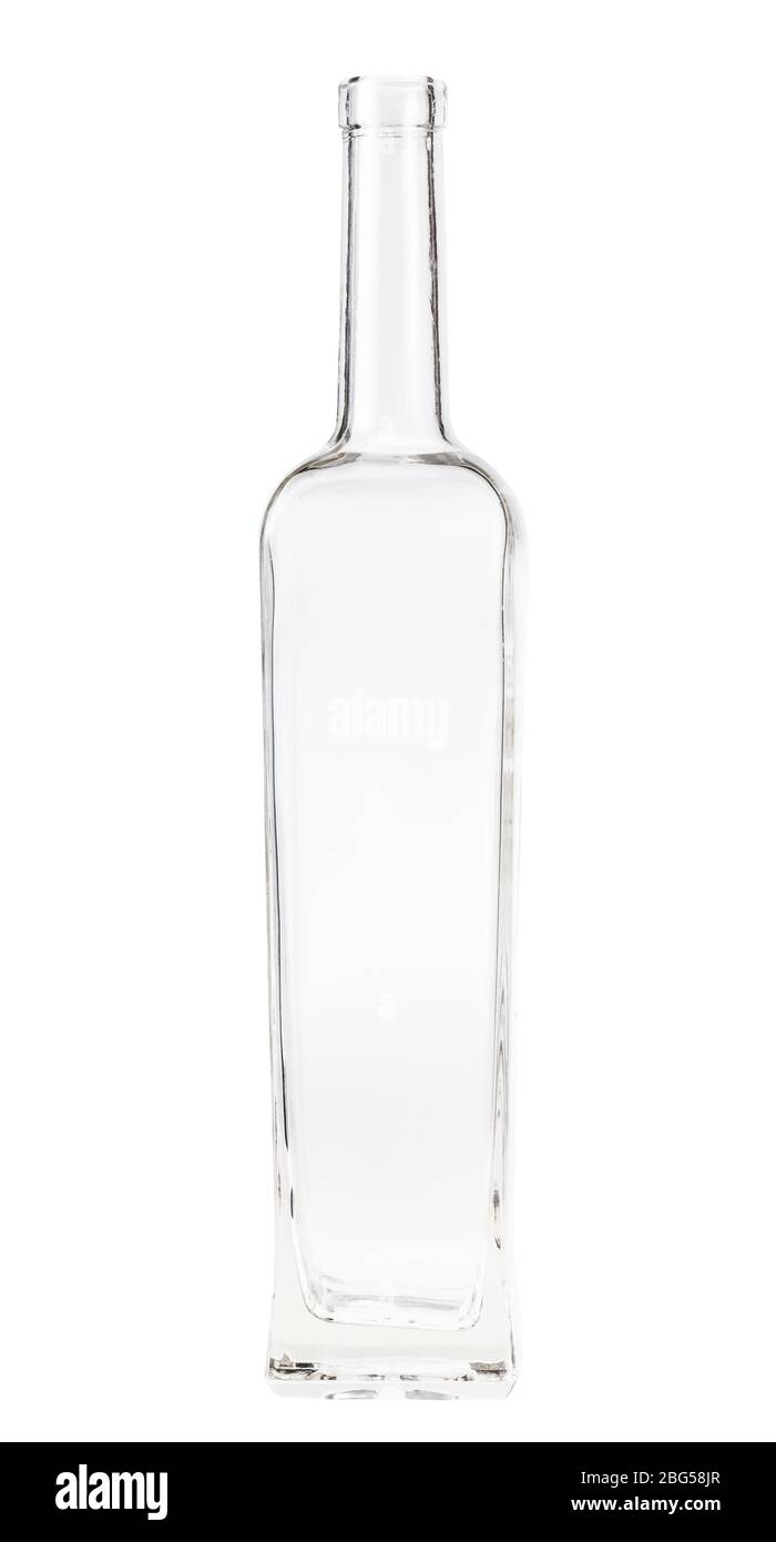 empty clear wine bottle isolated on white background Stock Photo - Alamy