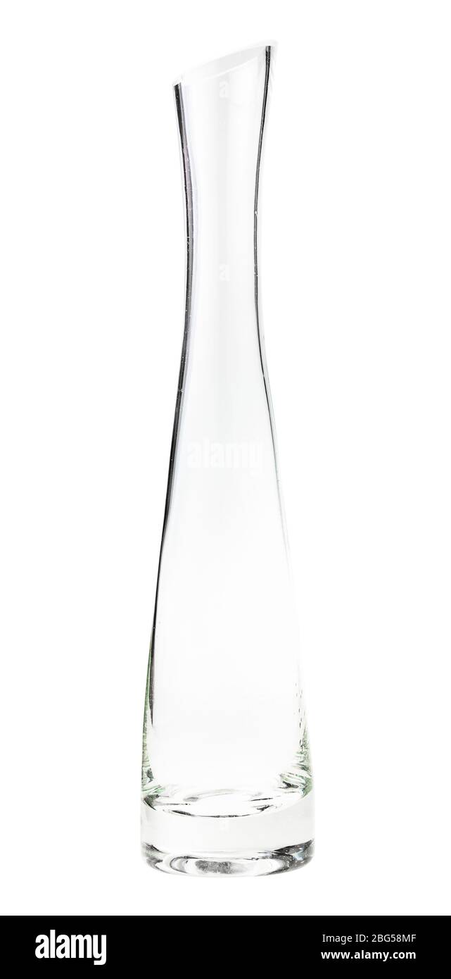 narrow glass flower vase isolated on white background Stock Photo Alamy