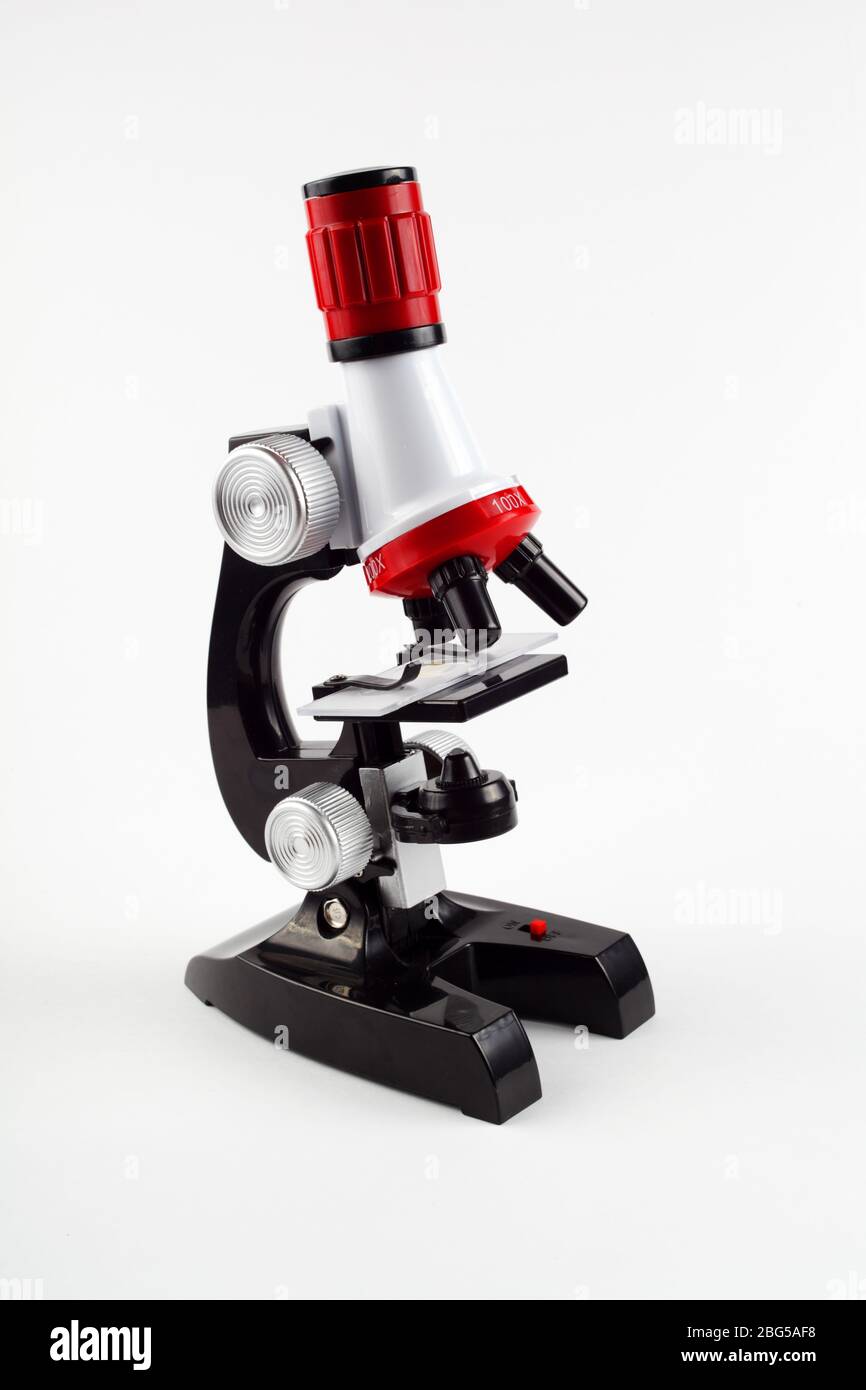 Children's toy microscope on a white background, isolate Stock Photo