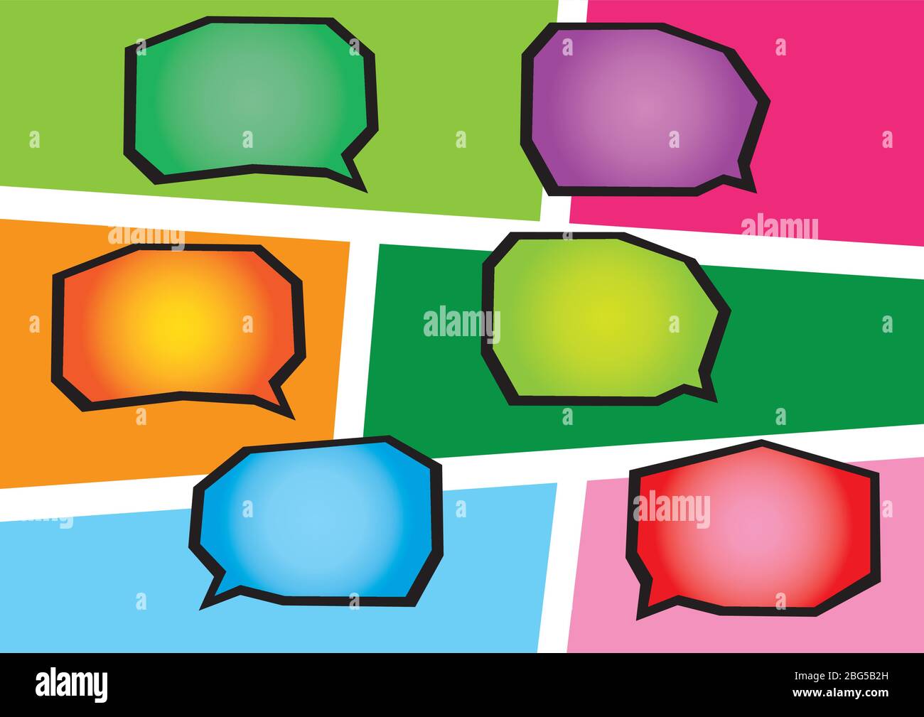 Layout of different colorful Speech bubbles in colorful comic ...