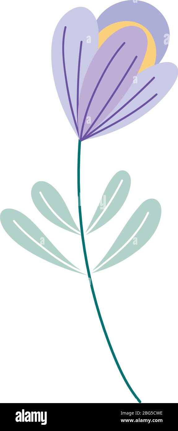 flower leaf stem botanical nature decoration isolated icon vector ...