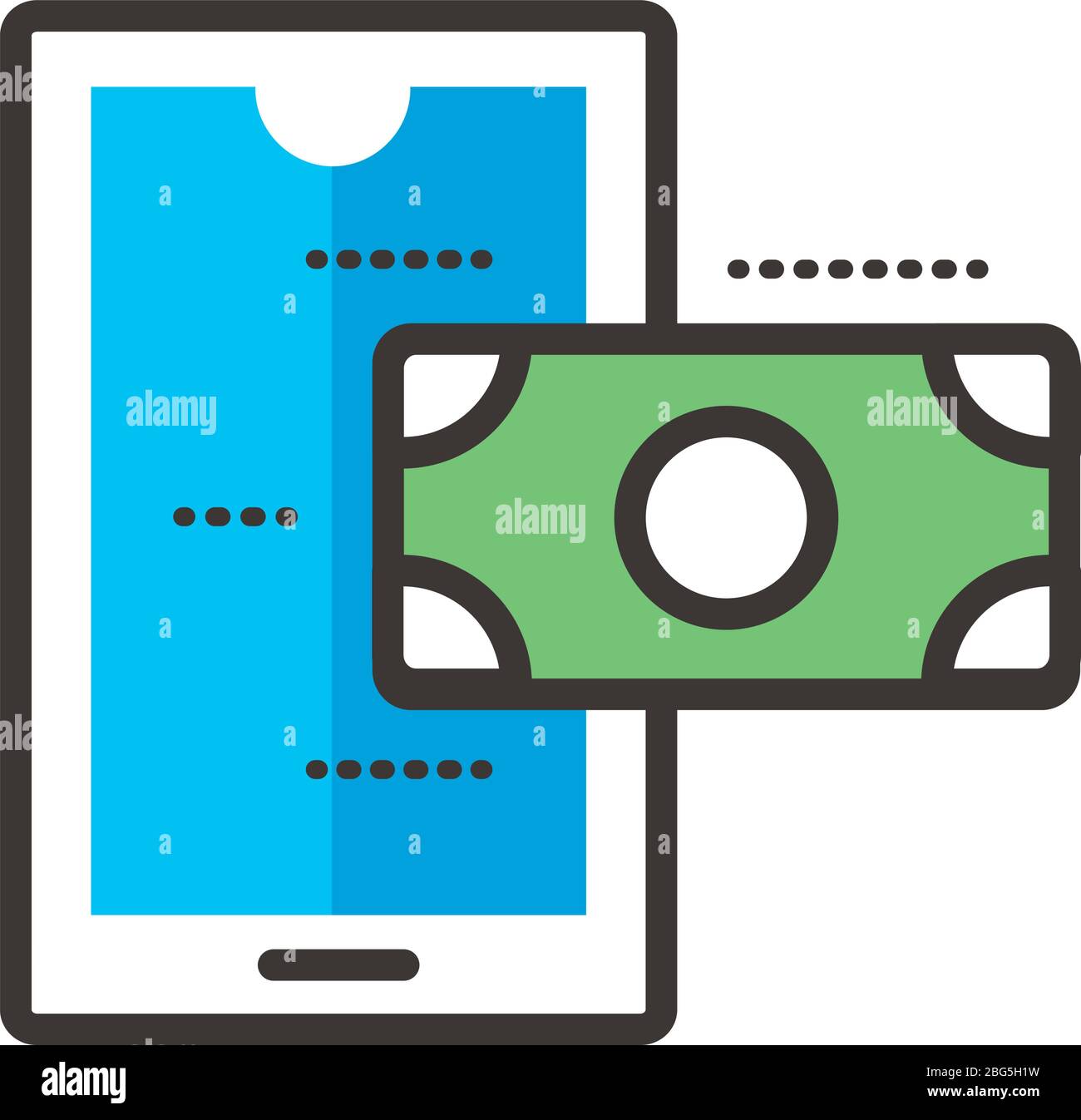 smartphone with bill dollar line and fill style icon Stock Vector Image ...