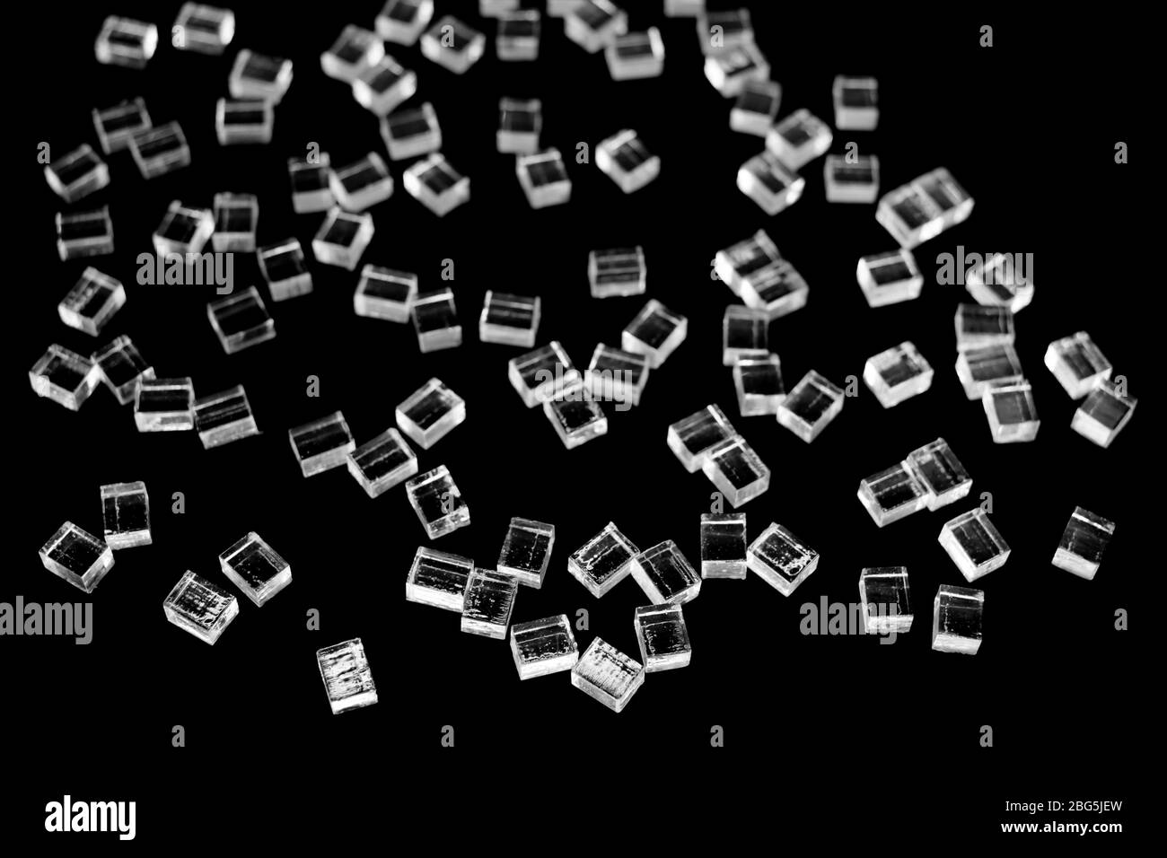 abstract plastic parallelepipedic shapes on a dark background Stock Photo