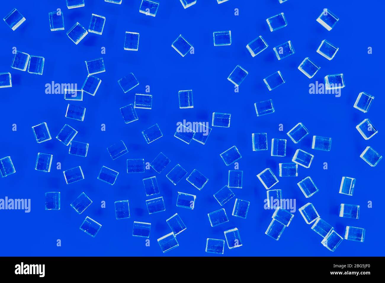 abstract plastic parallelepipedic shapes on a blue background Stock Photo
