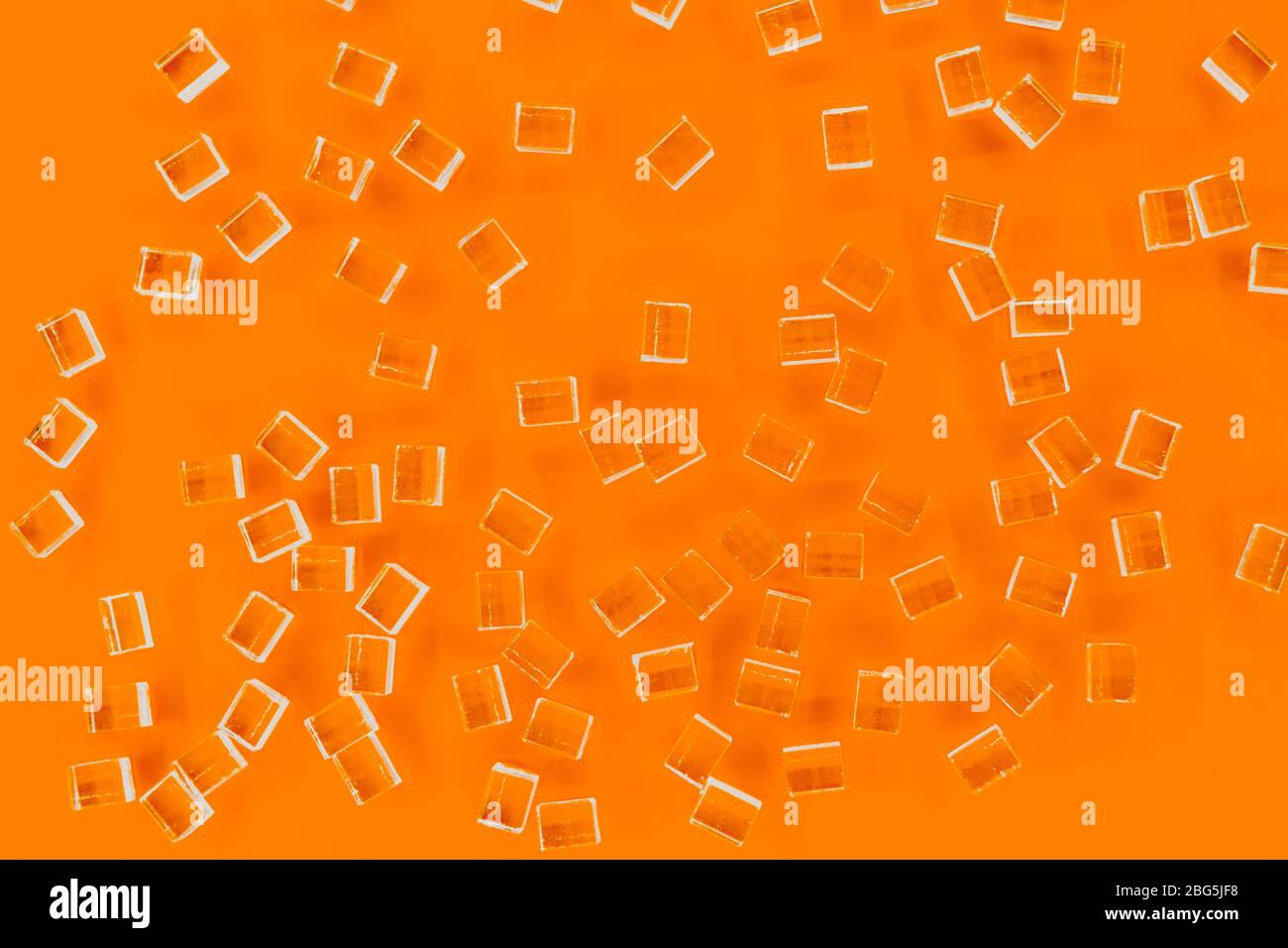 abstract plastic parallelepipedic shapes on a orange background Stock Photo