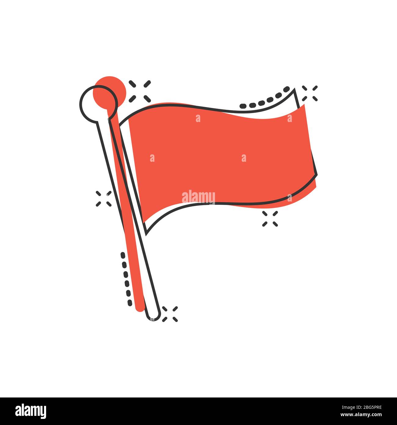 Flag icon in comic style. Pin cartoon vector illustration on white ...