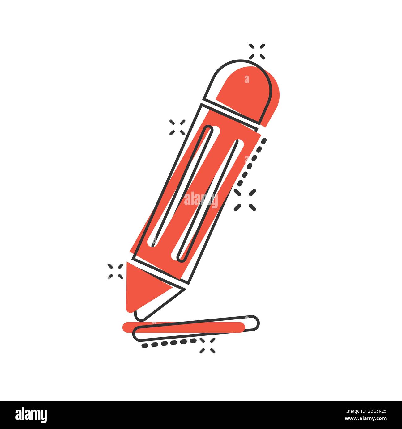 Pencil icon in comic style. Pen cartoon vector illustration on white ...