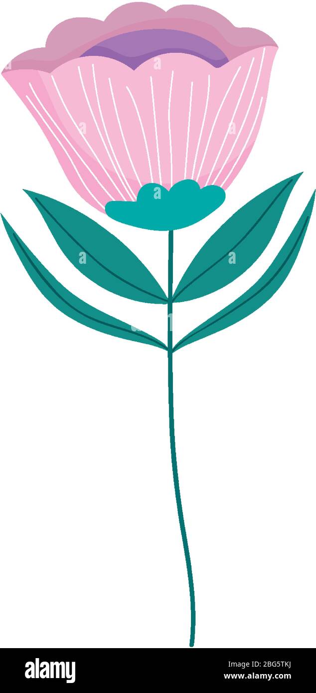 flower leaf stem botanical nature decoration isolated icon vector ...