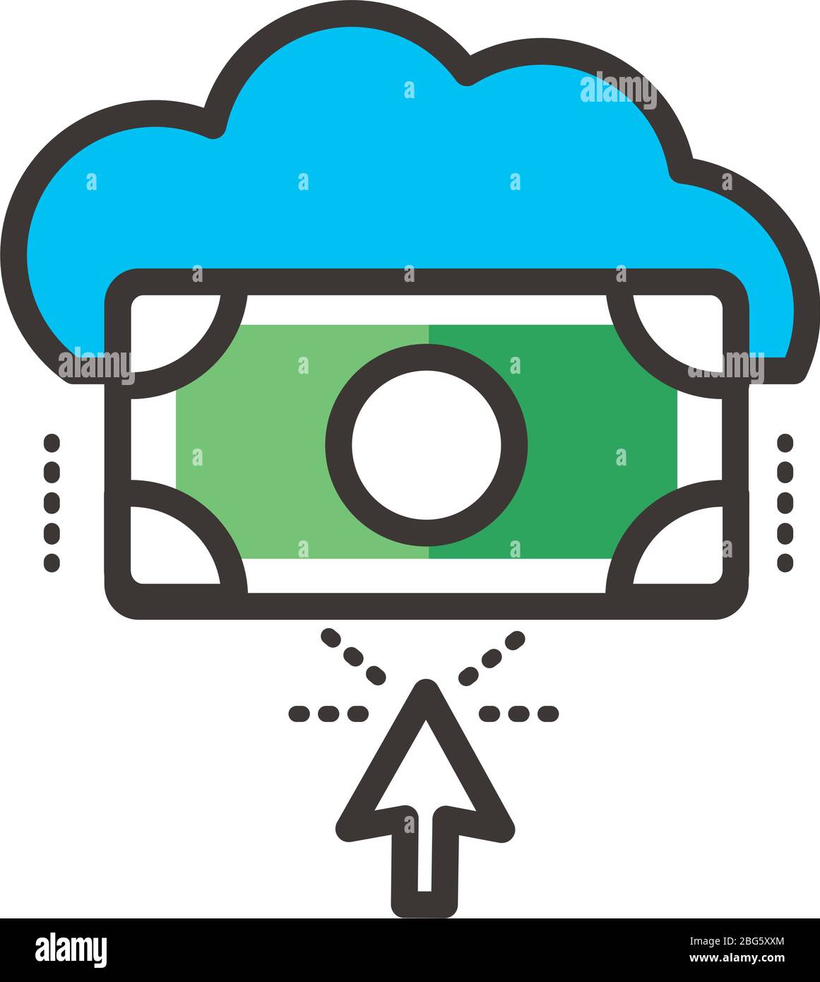 bill dollar with cloud computing line and fill style Stock Vector Image ...