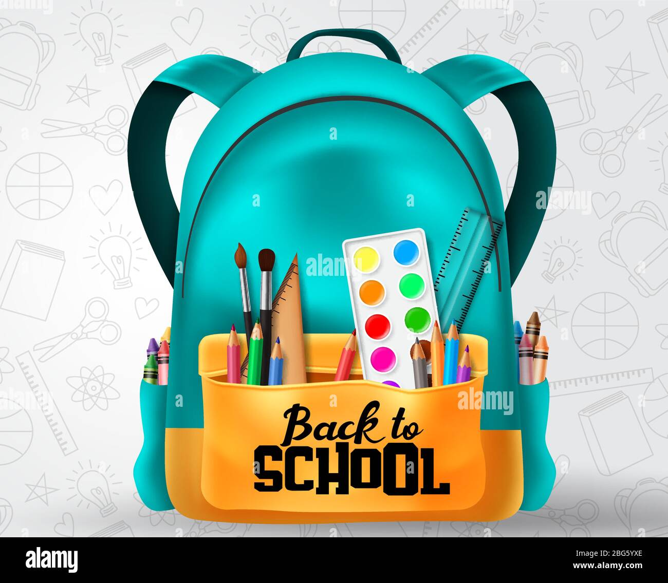 Back to school vector concept design. Back to school text in school bag ...