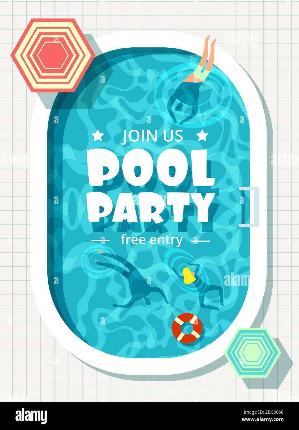 Relaxing Man And Woman In Summer Vacation Swimming Pool Party Vector