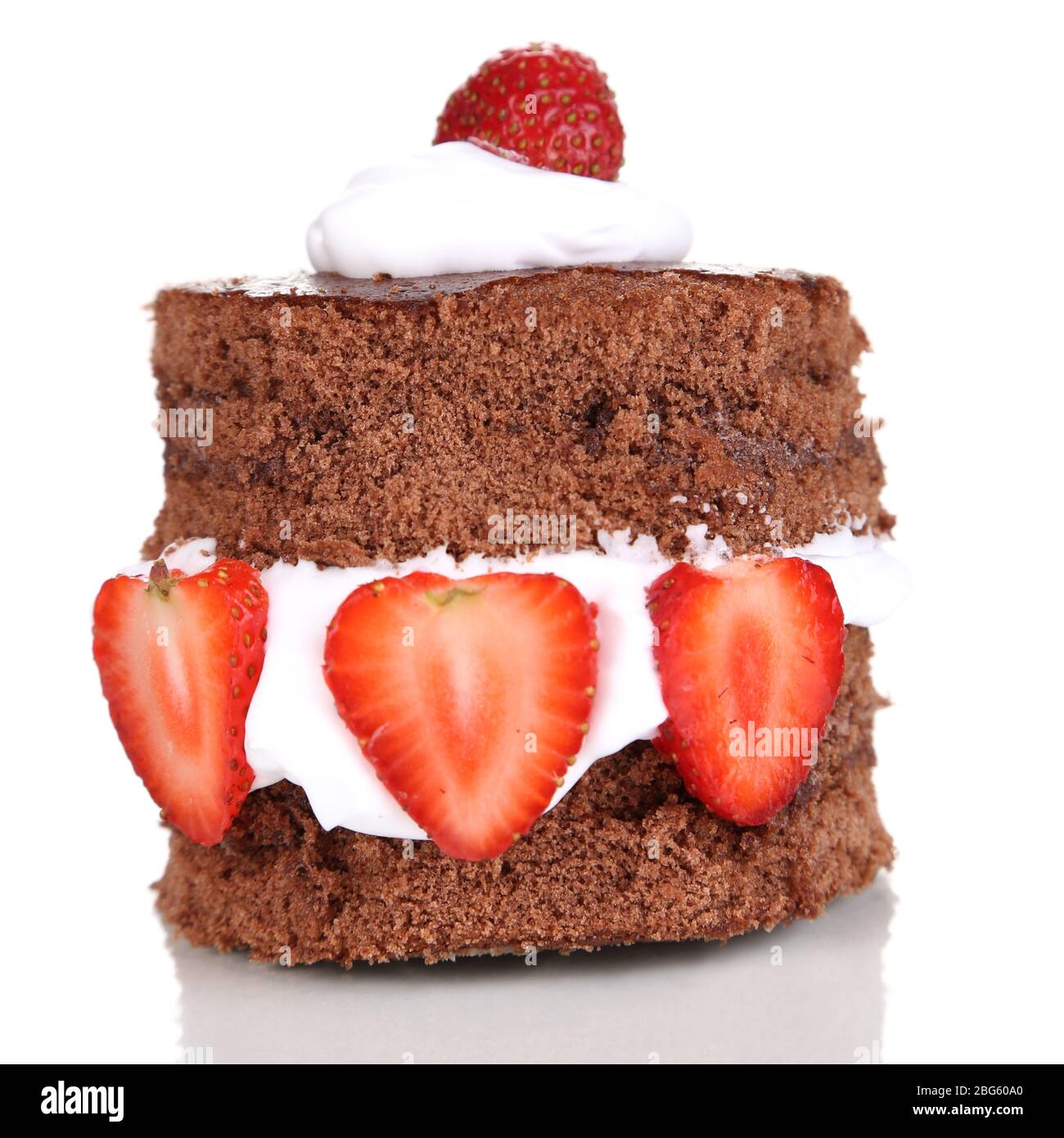 Chocolate cake with strawberry isolated on white Stock Photo - Alamy