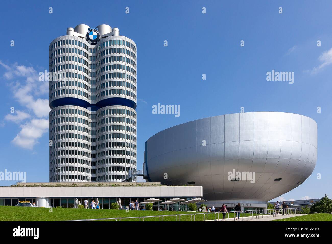 Panoramic view of BMW Museum and Headquarters. Headoffice in Munich ...