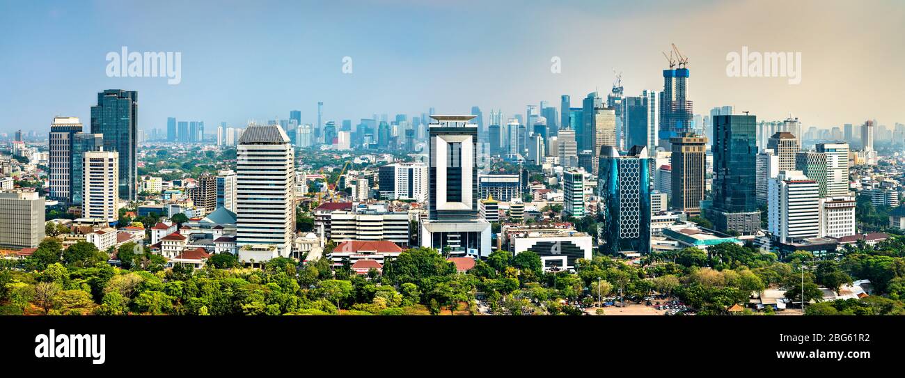 Aerial panorama of Jakarta, the capital of Indonesia Stock Photo