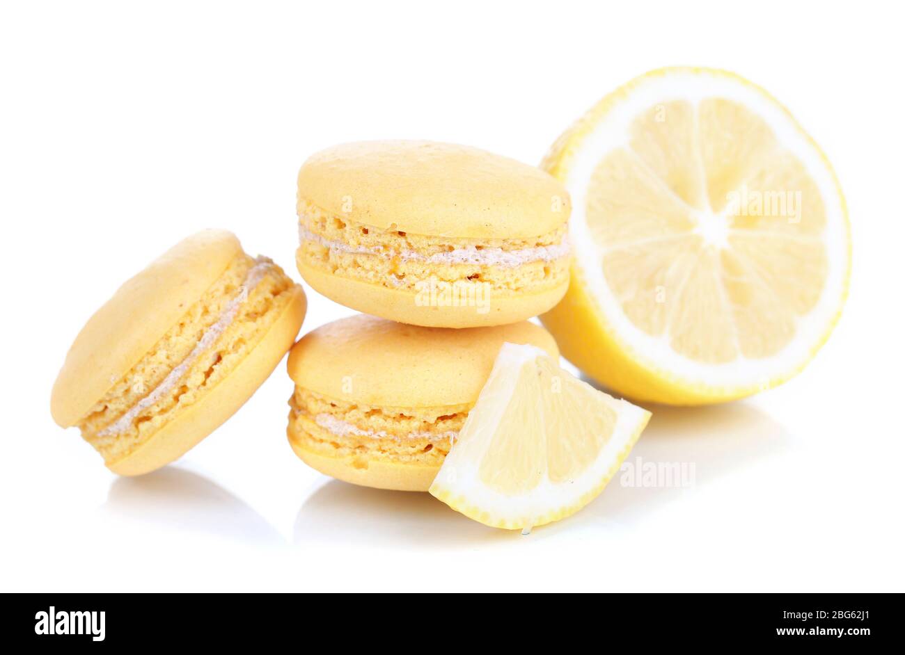 Lemon macaroons isolated on white Stock Photo - Alamy