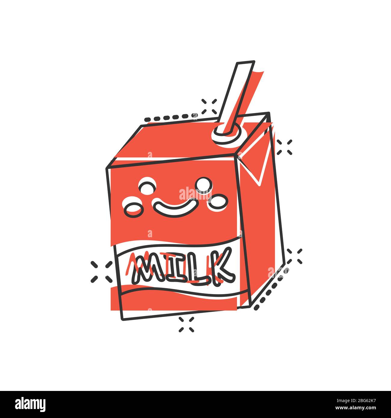 Cute milk icon in comic style. Milkshake vector illustration on white ...