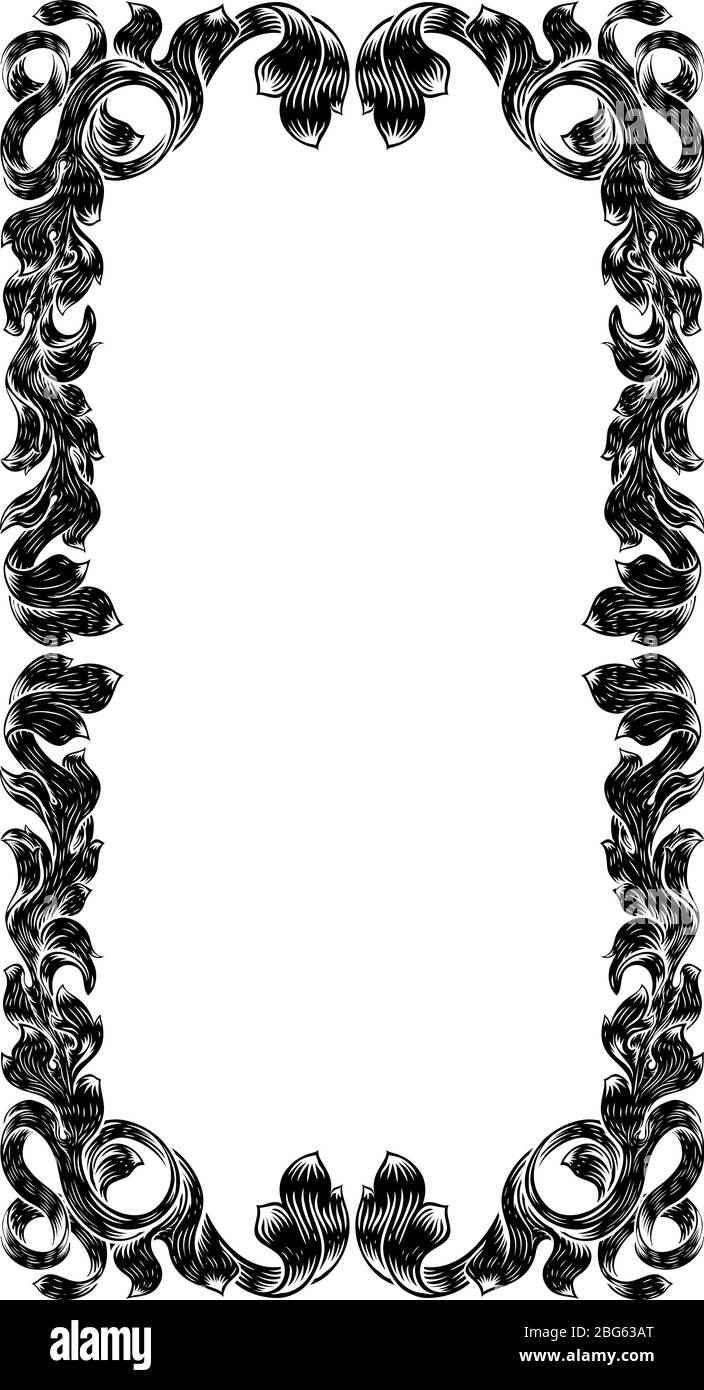 Filigree Heraldry Leaf Pattern Floral Border Frame Stock Vector