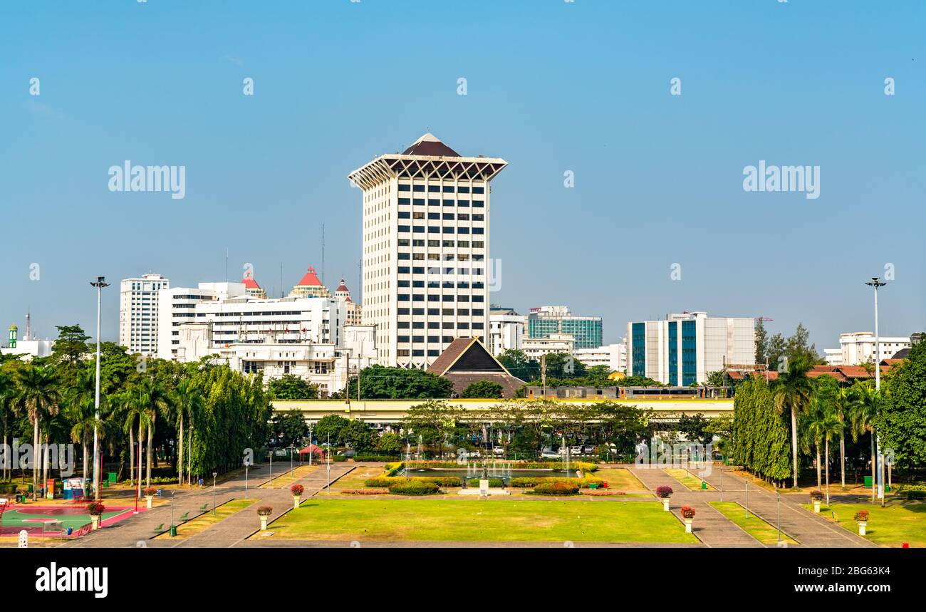 View of Jakarta from Monas Park - Indonesia Stock Photo