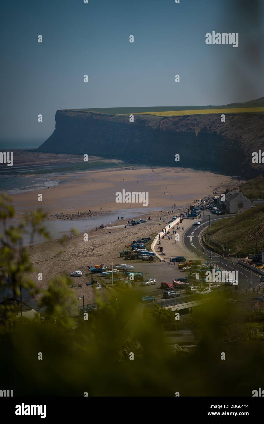 A view overlooking the beautiful beach of Saltburn-by-the-sea in Cleveland England Stock Photo