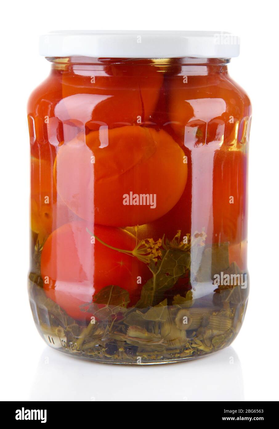 Tasty canned tomatoes in glass jar, isolated on white Stock Photo Alamy