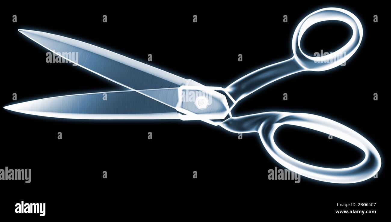 Scissors, X ray, XRay, cutting black background. Silhouette, Outline